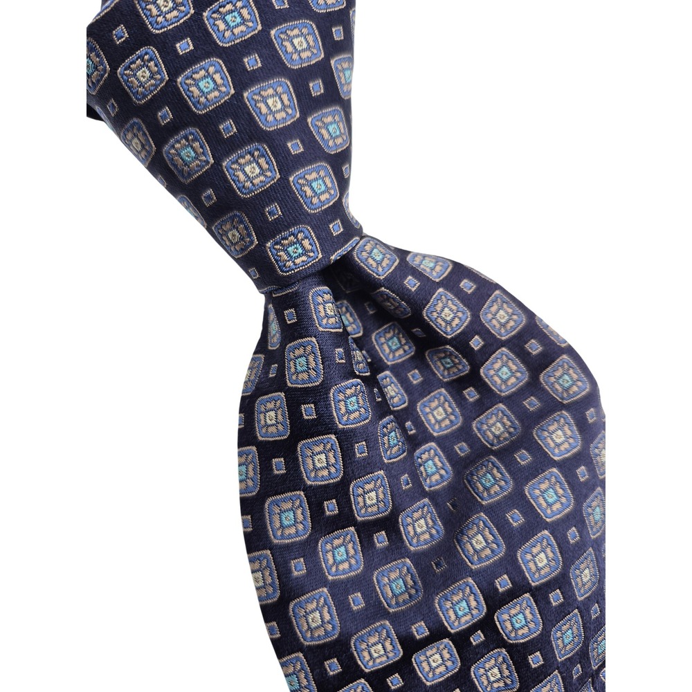 Jos. A. Bank Signature Collection Navy Blue Geometric Medallion Silk Necktie NEW